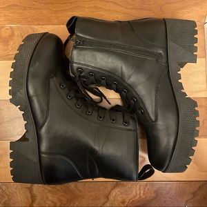 Faux Leather Platform Boots